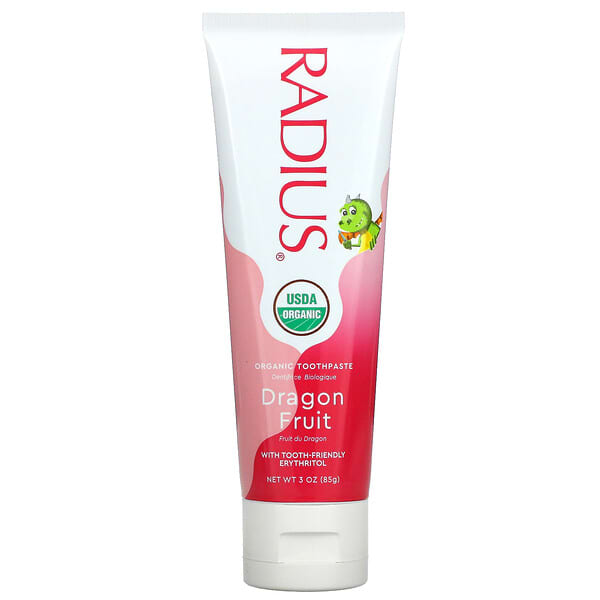 RADIUS‏, משחת שיניים אורגנית עם אריתריטול, לגיל 6 חודשים ומעלה, פרי הדרקון, 85 גרם (3 אונקיות)
