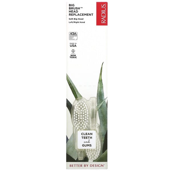 RADIUS‏, Big Brush Head Replacement, Soft, Left/Right Hand, 2 Pack