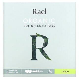 Rael, Organic Cotton Cover Pads with Leaklocker, Large, 12 Count