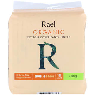 Rael, Organic Cotton Cover Panty Liners, Long, 18 Count