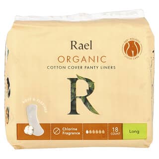 Rael, Organic Cotton Cover Panty Liners, Long, 18 Count
