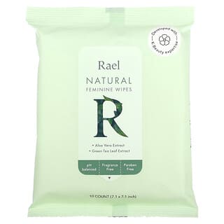 Rael, Natural Feminine Wipes, Fragrance Free, 10 Count