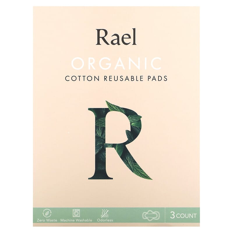 Rael, Inc., Organic Cotton Reusable Pads, 3 Count