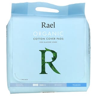 Rael, Organic Cotton Cover Pads, For Bladder Leaks, Moderate, 30 Count