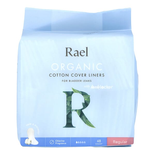 Rael, 유기농 순면 커버 라이너, 요실금용, 레귤러, 48개