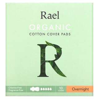Rael, Inc., Organic Cotton Cover Pads with Double Wings, Overnight, 10 Count