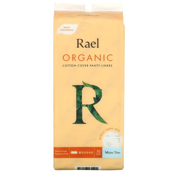 Rael, Inc., Organic Cotton Cover Panty Liners, Micro Thin, 70 Count