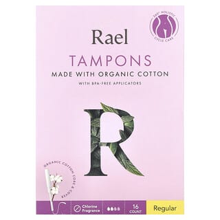 Rael, Tampons en coton biologique, Normales, Sans parfum, 16 pièces