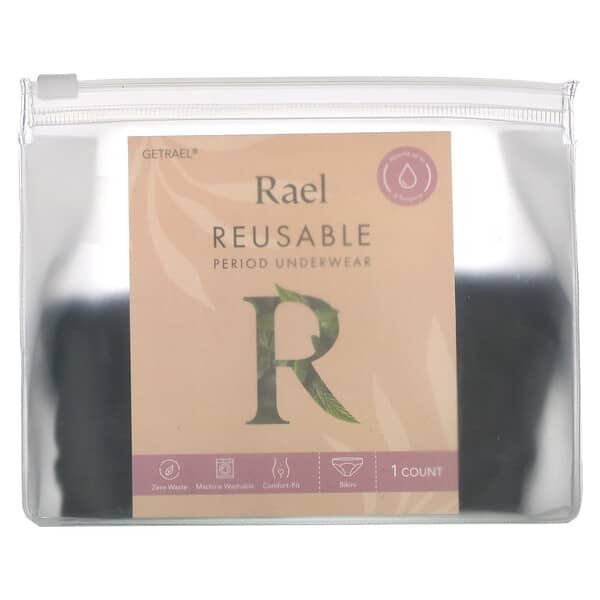 Rael, Inc., Reusable Period Underwear, Bikini, Large, Black, 1 Count (Discontinued Item) 