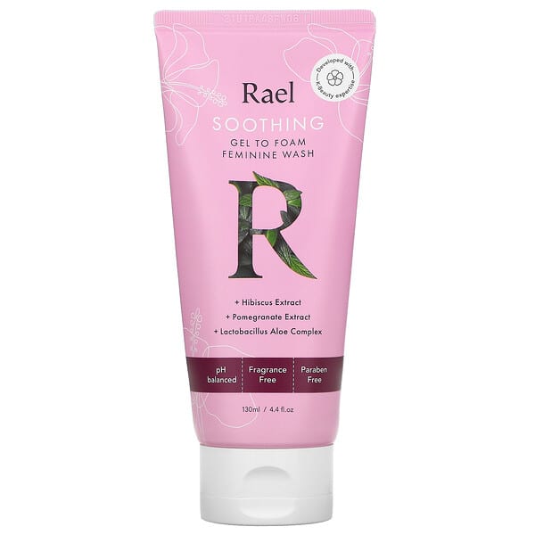 Rael, Inc., 舒緩凝膠泡沫女性私密部位洗護液，無香型，4.4 液量盎司（130 毫升）
