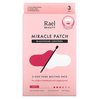 Rael, Inc., Beauty, Miracle Patch, Controle de Cravos, Pacote de Derretimento dos Poros em 3 Etapas, 1 Kit