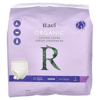 Rael, Ropa interior de algodón orgánico para la menstruación, L/XL, 5 unidades