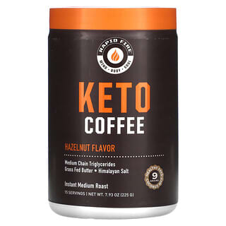 RAPIDFIRE, Keto Coffee, фундук, растворимый, средней обжарки, 225 г (7,93 унции)