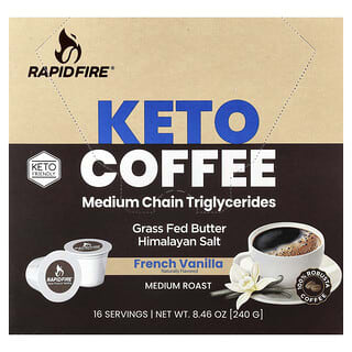 RAPIDFIRE, Ketogenic Coffee Pods, French Vanilla, Medium Roast, 16 Pods, 8.48 oz (240 g)