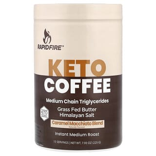 رابيد فاير‏, قهوة Keto ، الكراميل ماكياتو ، سريعة التحضير ، تحميص متوسط ، 7.93 أونصة (225 جم)