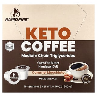 RAPIDFIRE, Cápsula de Café Keto, Caramelo Macchiato, Torra Média, 16 Vagens, 240 g (8,46 oz)