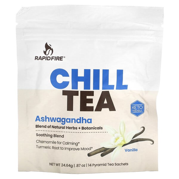 Chill Tea, Ashwagandha, Vanilla, 14 Pyramid Tea Sachets, 0.87 oz (24.64 g)