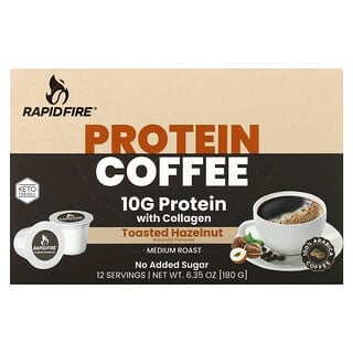 RAPIDFIRE, Protein Coffee Pod, обжаренный фундук, средняя обжарка, 12 капсул, 180 г (6,35 унции)