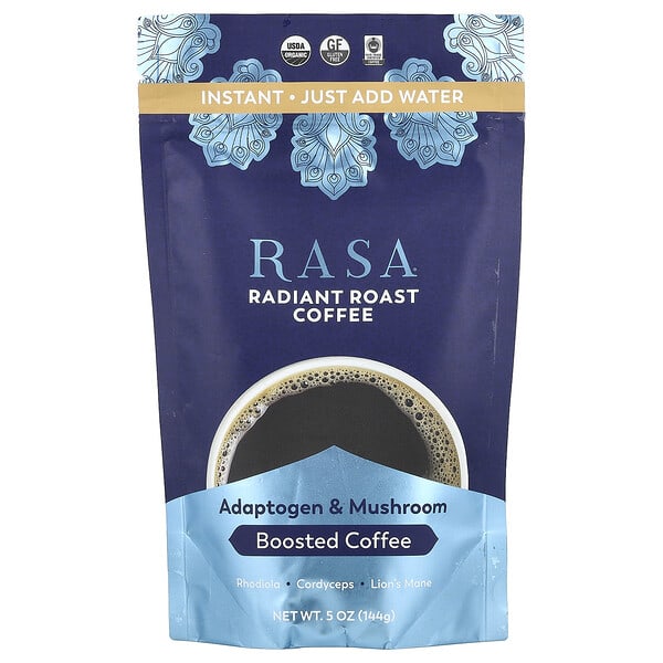 Rasa, 아답토젠 및 버섯 커피 강화, 인스턴트, 볶은 커피, 144g(5oz)