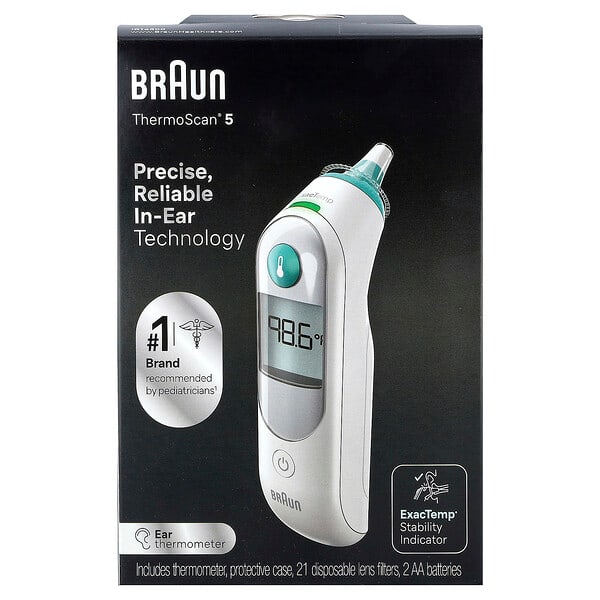 Braun, ThermoScan 5, Termómetro de oído, Kit de 25 piezas