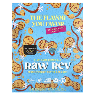 Raw Rev, Glo, Beurre de cacahuètes croquant & sel de mer, 12 barres, 46 g