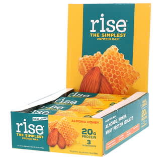 Rise Bar, لوح بروتين THE SIMPLEST بالعسل واللوز، 12 لوح، 2.1 أونصة (60 جم) لكل لوح