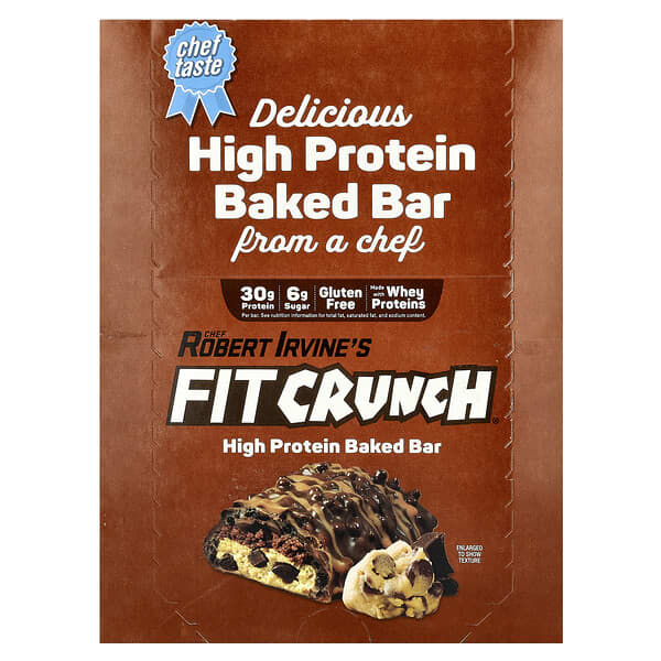 High Protein Baked Bar, Chocolate Chip Cookie Dough, 12 Bars, 3.1 oz (88 g) Each