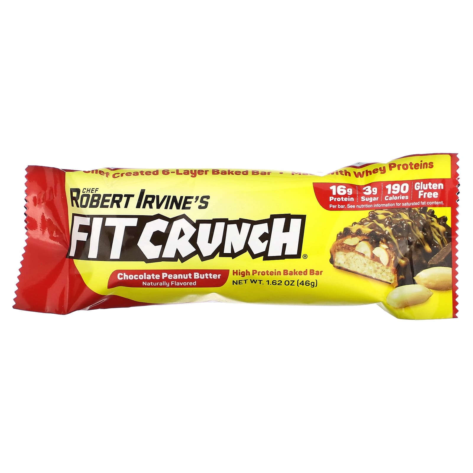 FITCRUNCH, High Protein Baked Bar, Chocolate Peanut Butter, 9 Bars, 1.