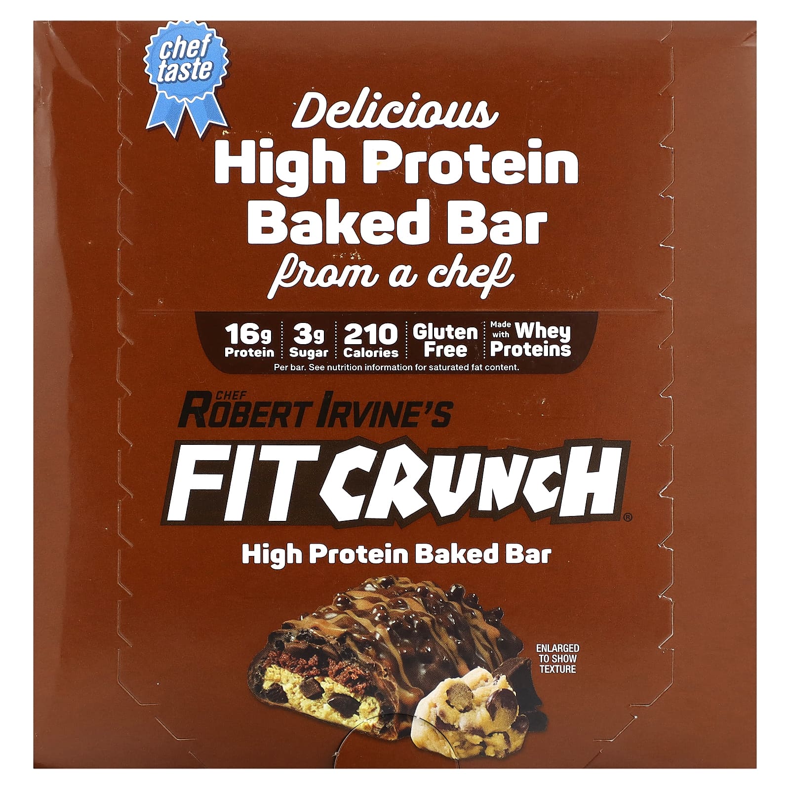 FITCRUNCH, High Protein Baked Bar, Chocolate Chip Cookie Dough, 9 Bars