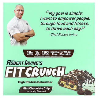 FITCRUNCH, High Protein Baked Bar, Mint Chocolate Chip, 9 Bars, 1.62 oz (46 g) Each
