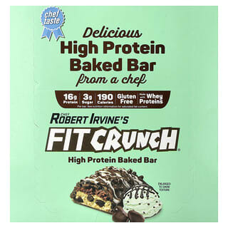 FITCRUNCH, Μπάρα φούρνου υψηλής περιεκτικότητας σε πρωτεΐνη, με κομματάκια σοκολάτας και μέντας, 9 μπάρες, 46 γρ. η καθεμία