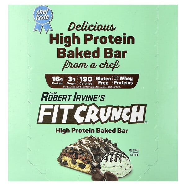 High Protein Baked Bar, Mint Chocolate Chip, 9 Bars, 1.62 oz (46 g) Each