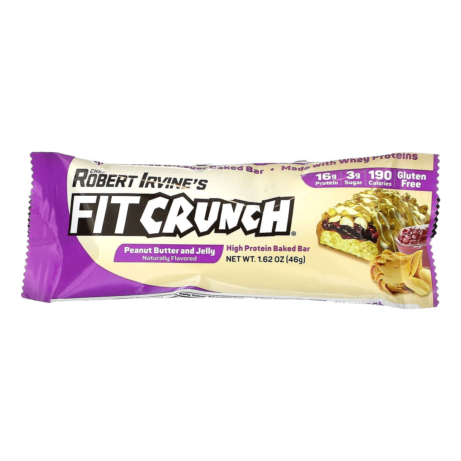 FITCRUNCH, High Protein Baked Bar, Peanut Butter and Jelly, 9 Bars, 1.