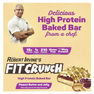 FITCRUNCH, Fit Crunch, High Protein Baked Riegel, Erdnussbutter und Gelee, 9 Riegel, je 1,62 (46 g)