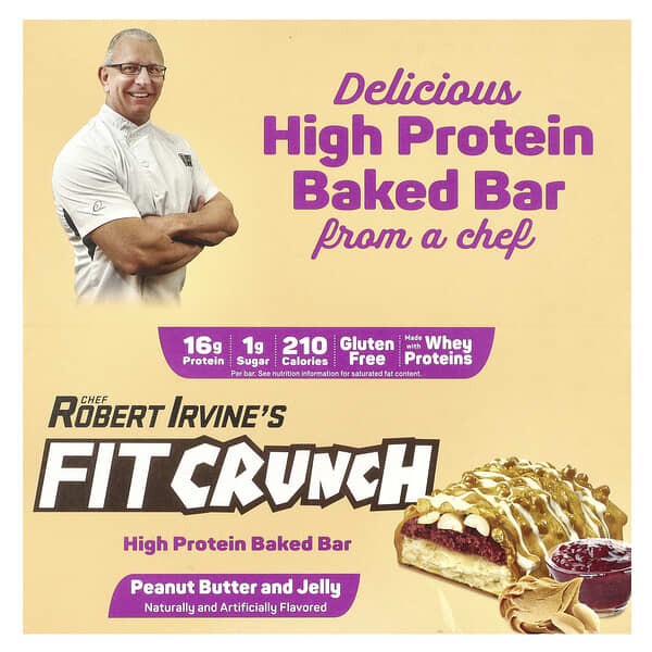 High Protein Baked Bar, Peanut Butter and Jelly, 9 Bars, 1.62 (46 g) Each