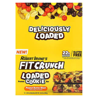 FITCRUNCH, Protein Loaded Cookie Bar, Peanut Butter Blast, 12 Bars, 2.89 (82 g) Each
