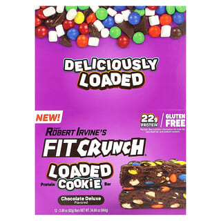 FITCRUNCH, Protein Loaded Cookie Bar, Chocolate Deluxe, 12 Bars, 2.89 oz (82 g) Each