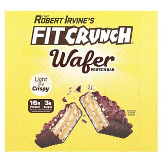FITCRUNCH, Wafer Protein Bar, Chocolate Peanut Butter, 9 Bars, 1.59 oz (45 g) Each