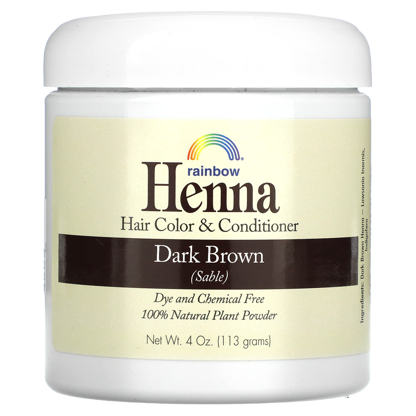 Rainbow Research, Henna, Hair Color & Conditioner, Dark Brown (Sable), 4 oz  (113 g)