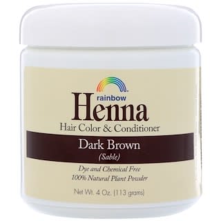 Rainbow Research, Henna, Haarfarbe & -spülung, Dunkelbraun (Zobel), 113 g