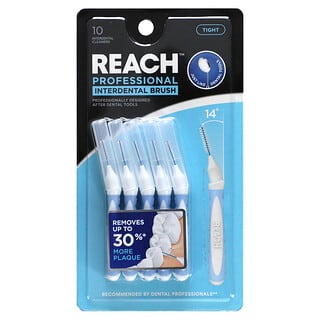 Reach‏, فرشاة أسنان احترافية للتنظيف ما بين الأسنان، ضيقة، 10 فرش تنظيف لما بين الأسنان