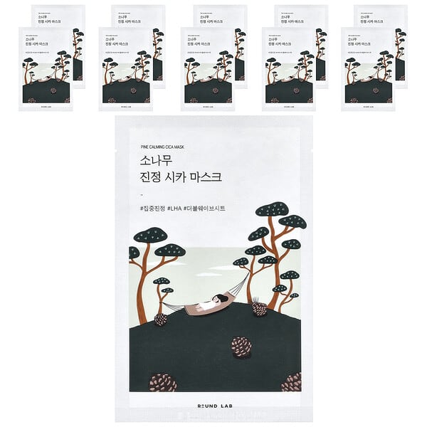 Round Lab, 파인 카밍 시카 뷰티 마스크, 10매, 각 27ml(0.91fl oz)