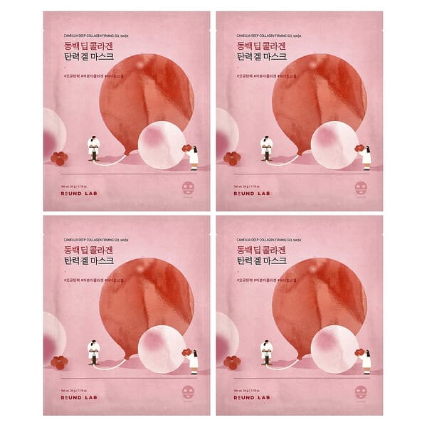Round Lab, 카멜리아 딥 콜라겐 펌 젤 뷰티 마스크, 4팩, 34g(1.19oz)
