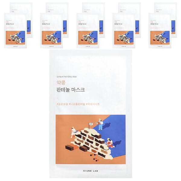 Round Lab, 대두 판테놀 뷰티 마스크, 10매, 각 25ml(0.85fl oz)