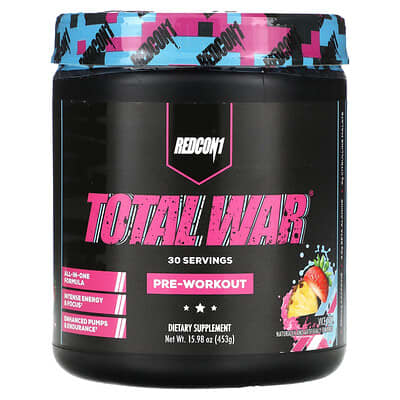 Redcon1, Total War®, Pre-Workout, Vice City Strawberry Pineapple Coconut Milk Cocktail, 15.98 oz (453 g)