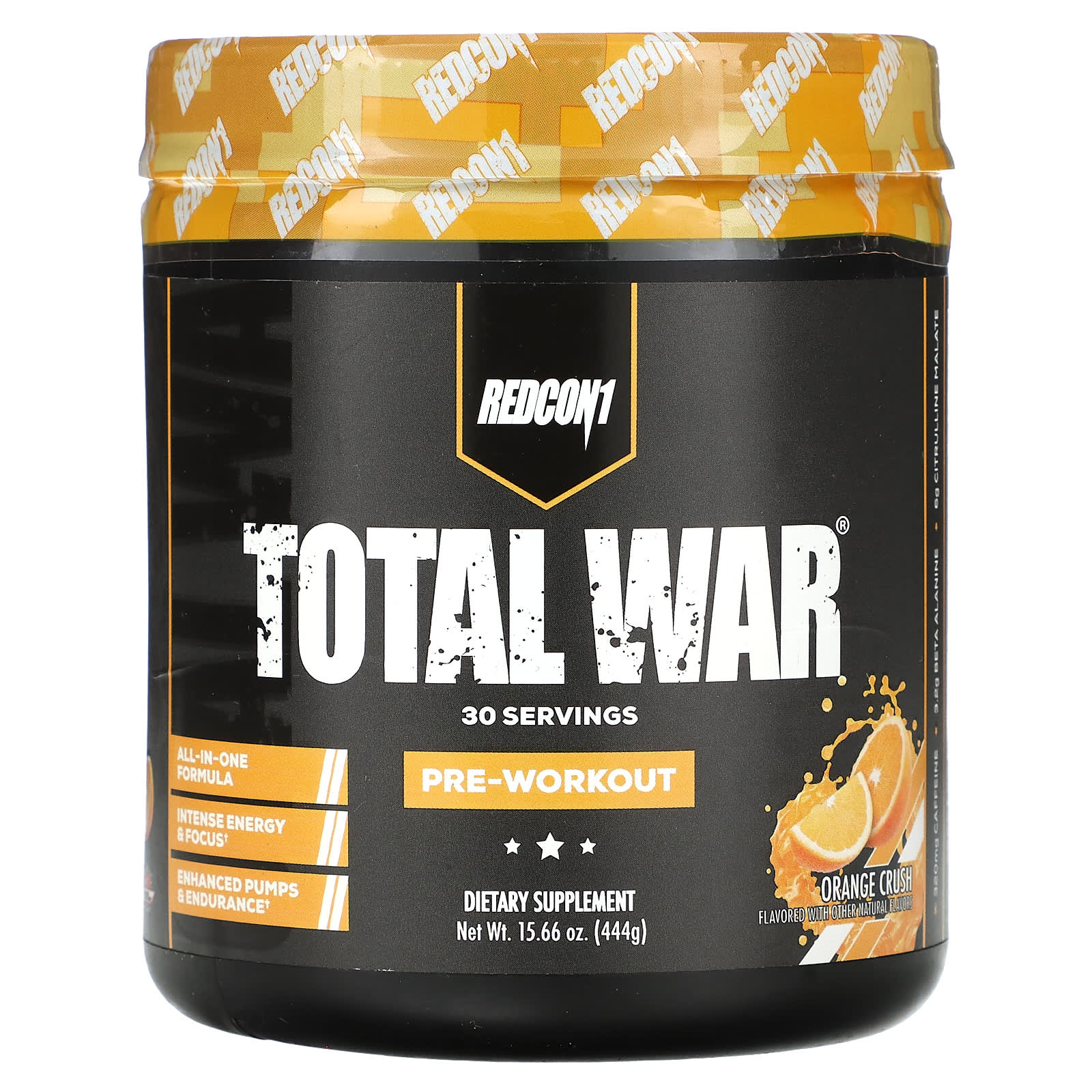 Redcon1, Total War（トータルウォー）、プレワークアウト、オレンジクラッシュ、444g（15.66オンス）
