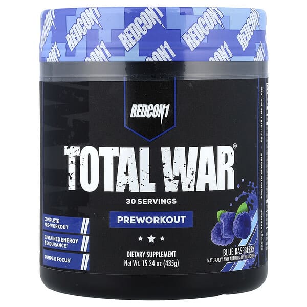 Redcon1, Total War®, PreWorkout, Blue Raspberry, 15.34 oz (435 g)