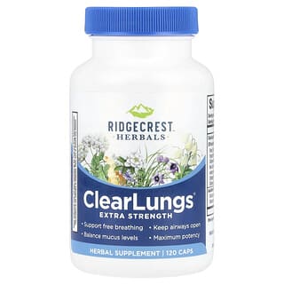 RidgeCrest Herbals, ClearLungs, Força extra, 120 cápsulas para vegetarianos