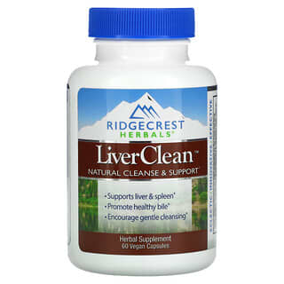 RidgeCrest Herbals, LiverClean, для очищения печени, 60 веганских капсул