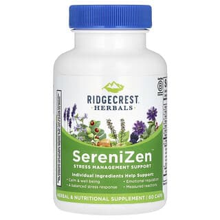 RidgeCrest Herbals, SereniZen, Refuerzo para el control del estrés, 60 cápsulas
